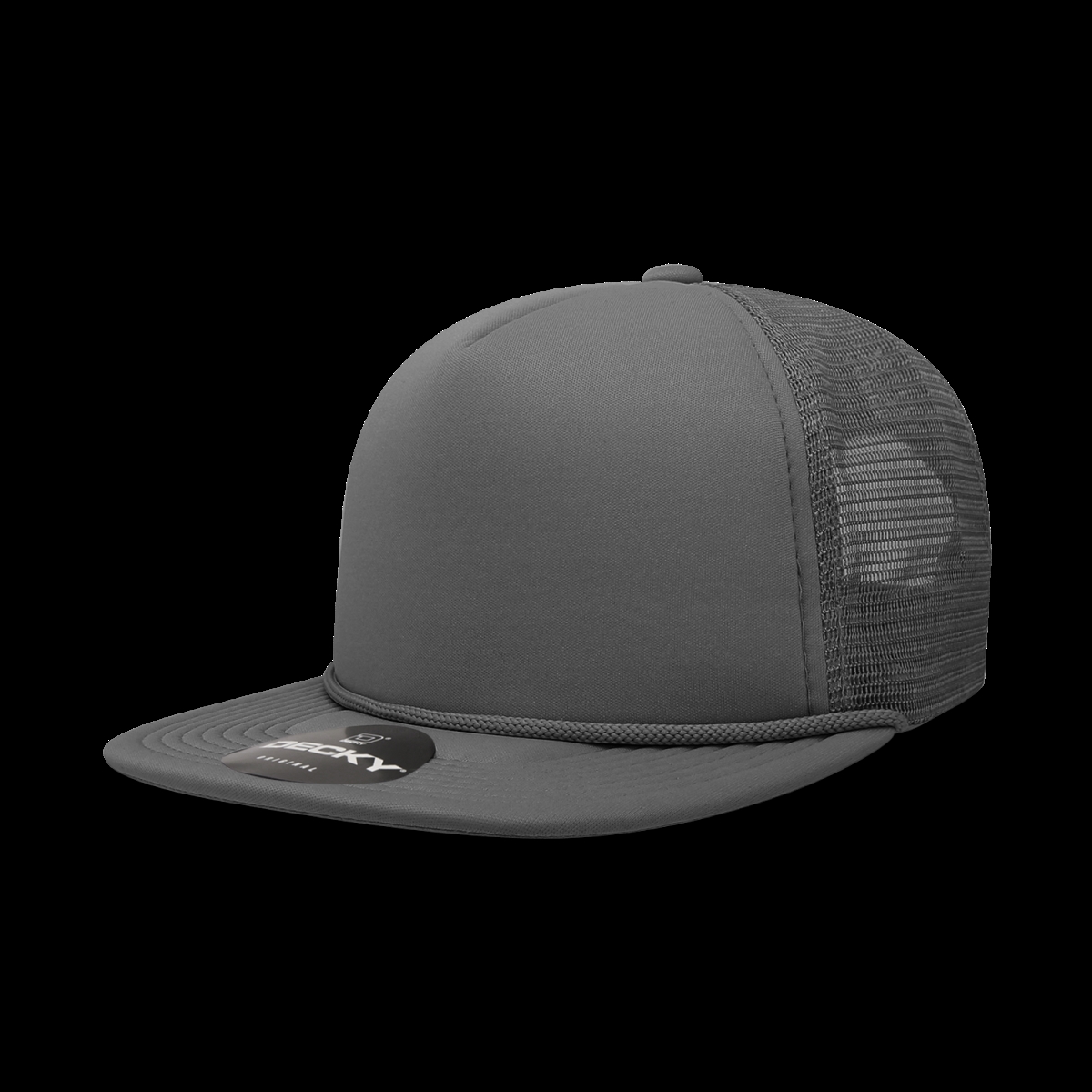 6026-1CHA 5 Panel High Profile Structured Foam Trucker Hat, Charcoal - One Size Fits Most