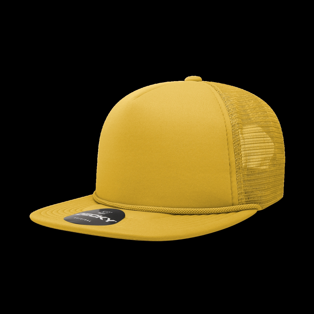 6026-1GLD 5 Panel High Profile Structured Foam Trucker Hat, Gold - One Size Fits Most