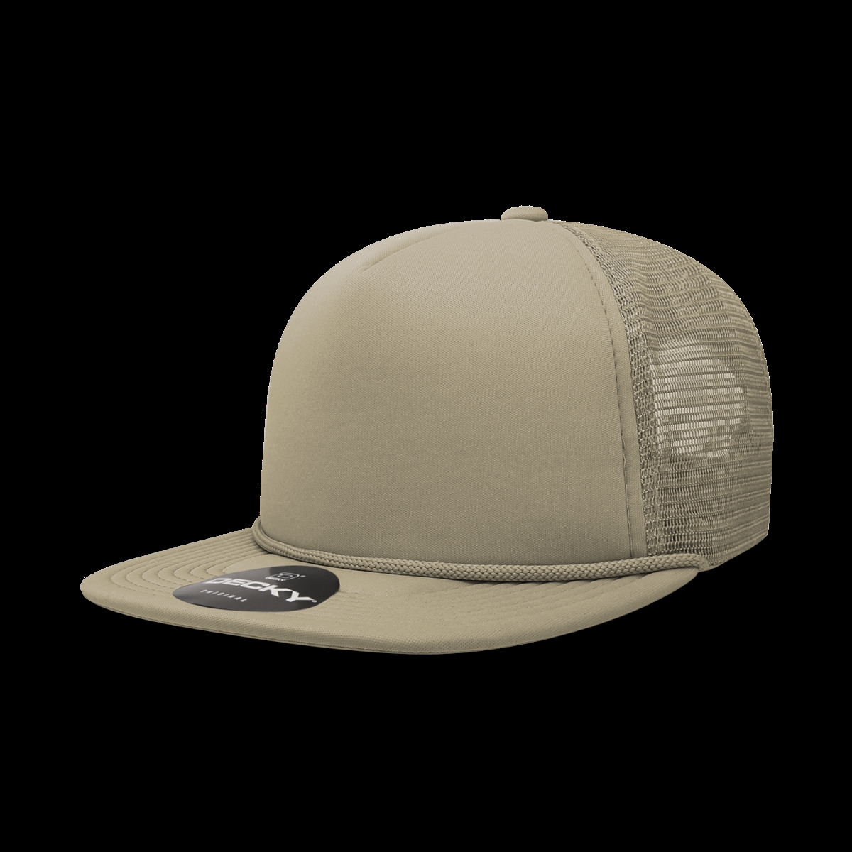6026-1KHA 5 Panel High Profile Structured Foam Trucker Cap, Khaki - One Size Fits Most