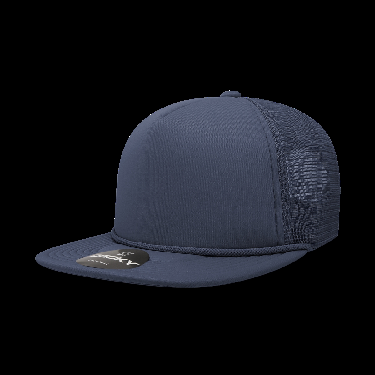 6026-1NVY 5 Panel High Profile Structured Foam Trucker Cap, Navy - One Size Fits Most