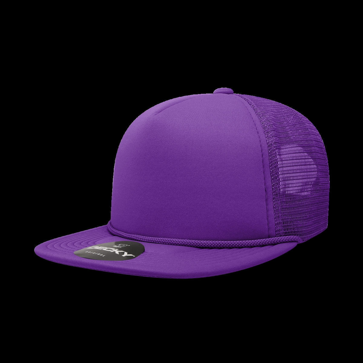 6026-1PUR 5 Panel High Profile Structured Foam Trucker Cap, Purple - One Size Fits Most