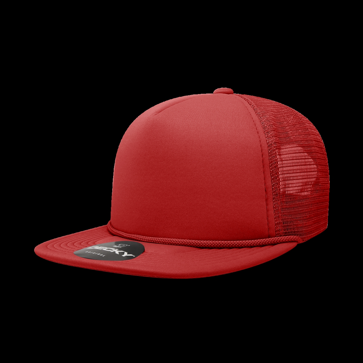 6026-1RED 5 Panel High Profile Structured Foam Trucker Cap, Red - One Size Fits Most