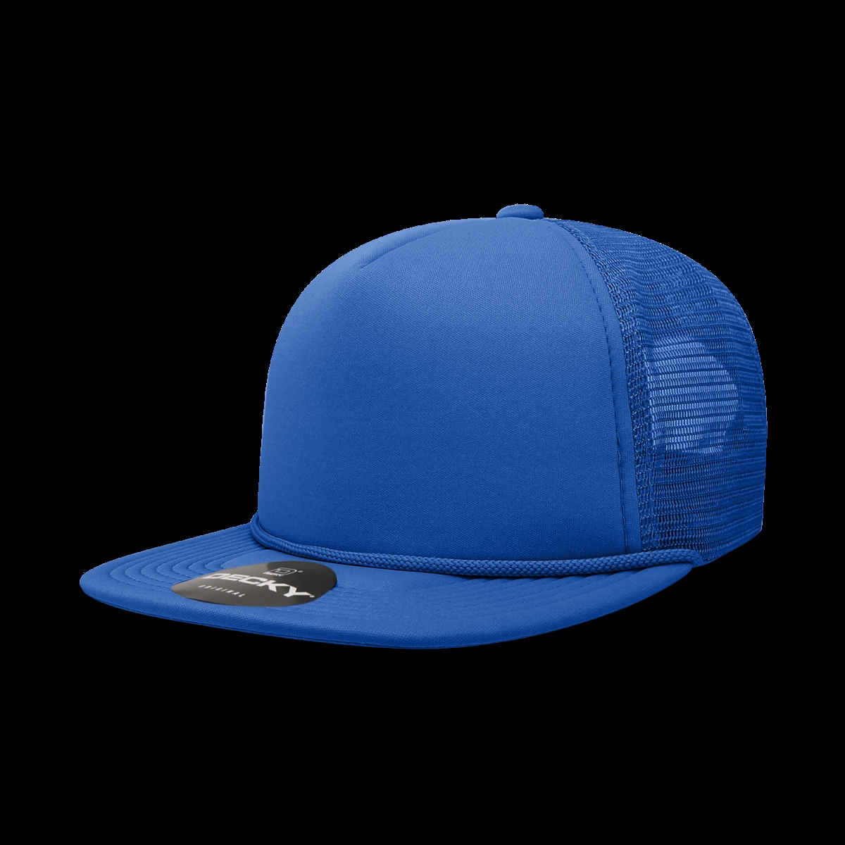 6026-1RYL 5 Panel High Profile Structured Foam Trucker Cap, Royal - One Size Fits Most