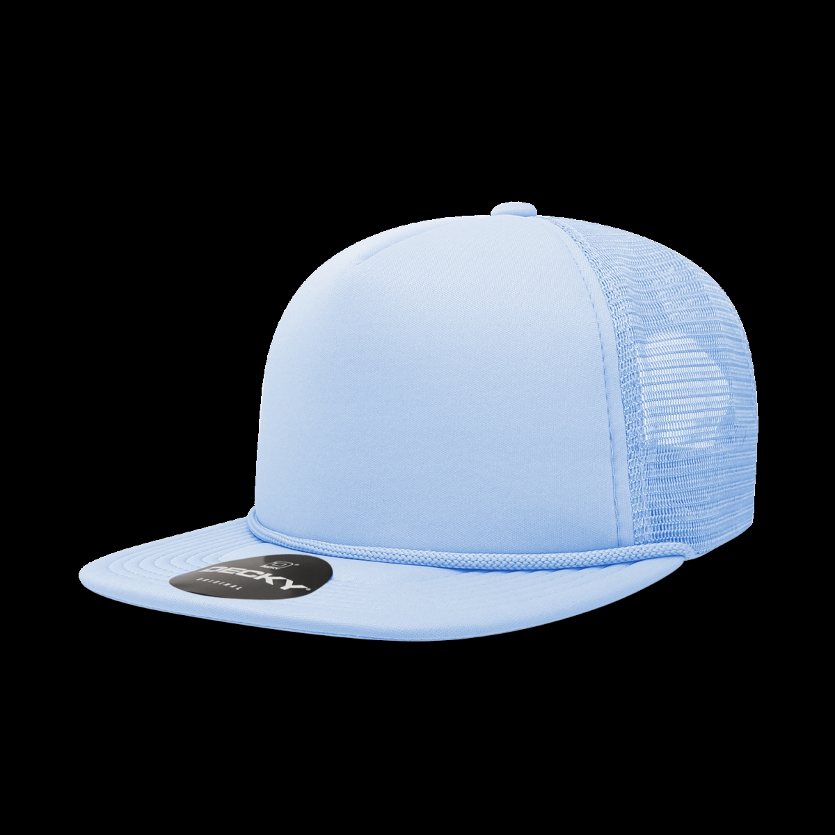 6026-1SKY 5 Panel High Profile Structured Foam Trucker Cap, Sky Blue - One Size Fits Most