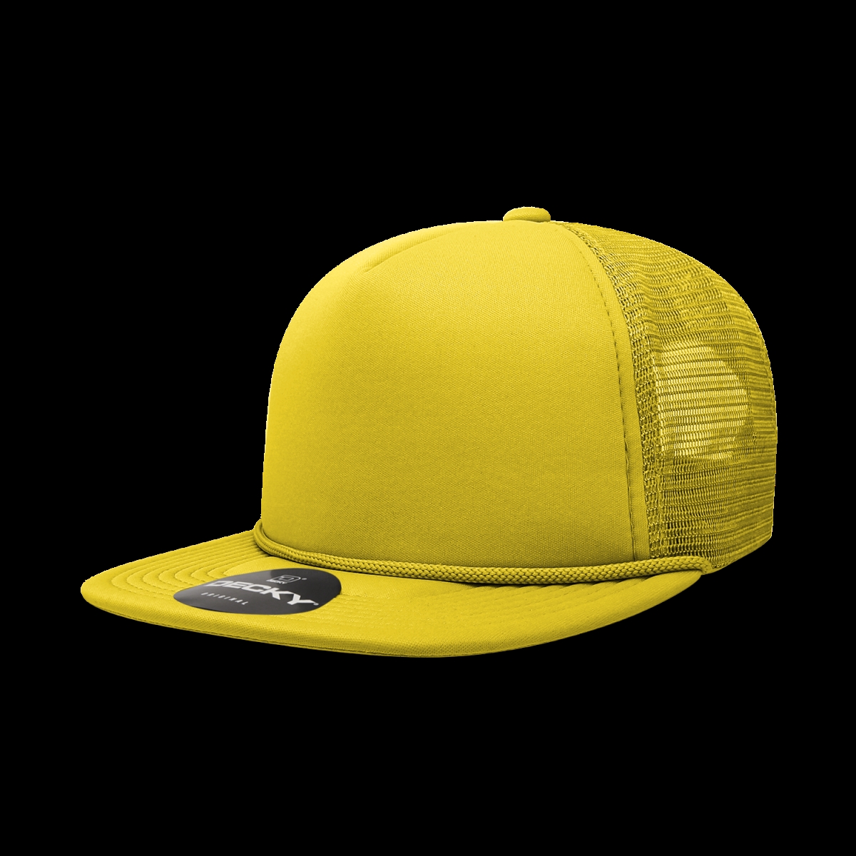 6026-1YEL 5 Panel High Profile Structured Foam Trucker Cap, Yellow - One Size Fits Most