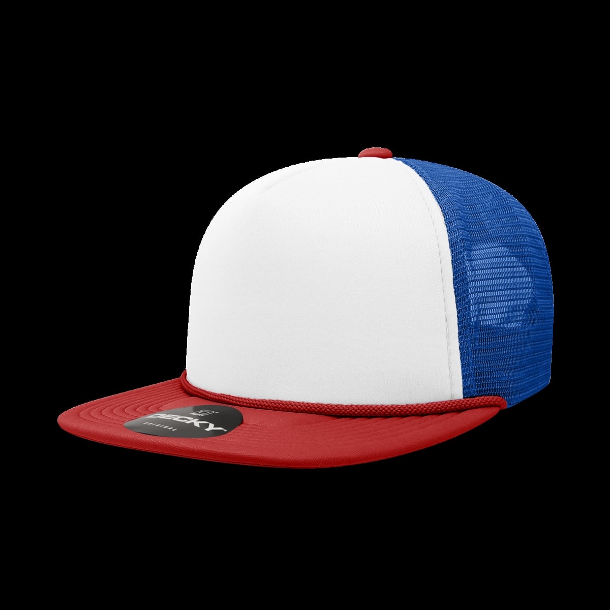 6026-3REDWHTRYL 5 Panel High Profile Structured Foam Trucker Cap, Red & White - Royal - One Size Fits Most