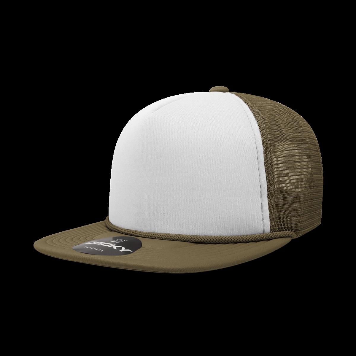6026-5BRNWHTBRN 5 Panel High Profile Structured Foam Trucker Cap, Brown & White - One Size Fits Most
