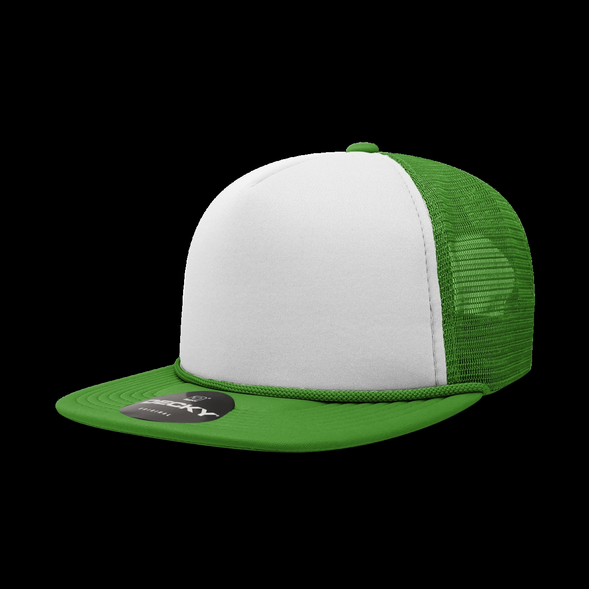 6026-5KELWHTKEL 5 Panel High Profile Structured Foam Trucker Cap, Kelly & White - One Size Fits Most