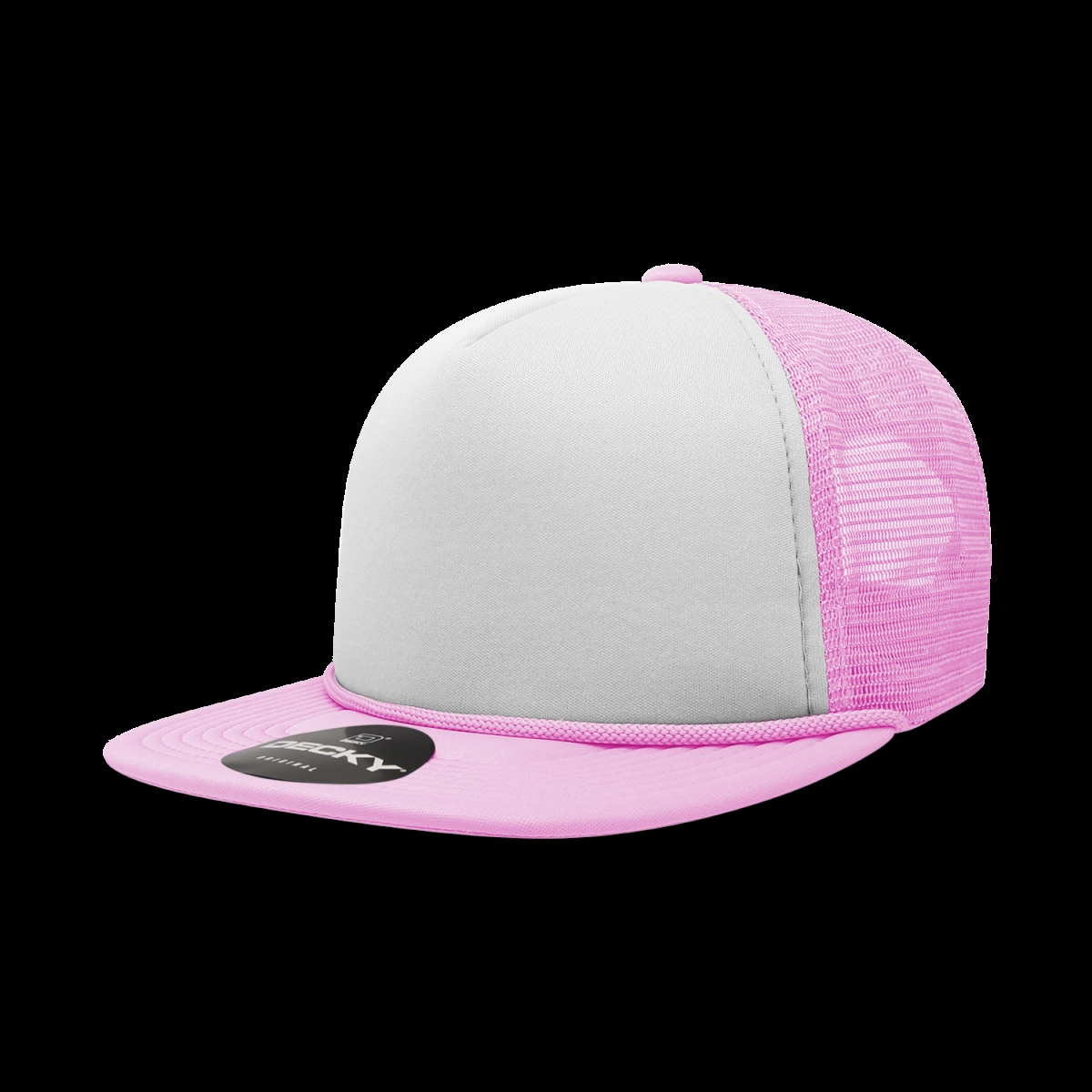 6026-5PNKWHTPNK 5 Panel High Profile Structured Foam Trucker Cap, Pink & White - One Size Fits Most