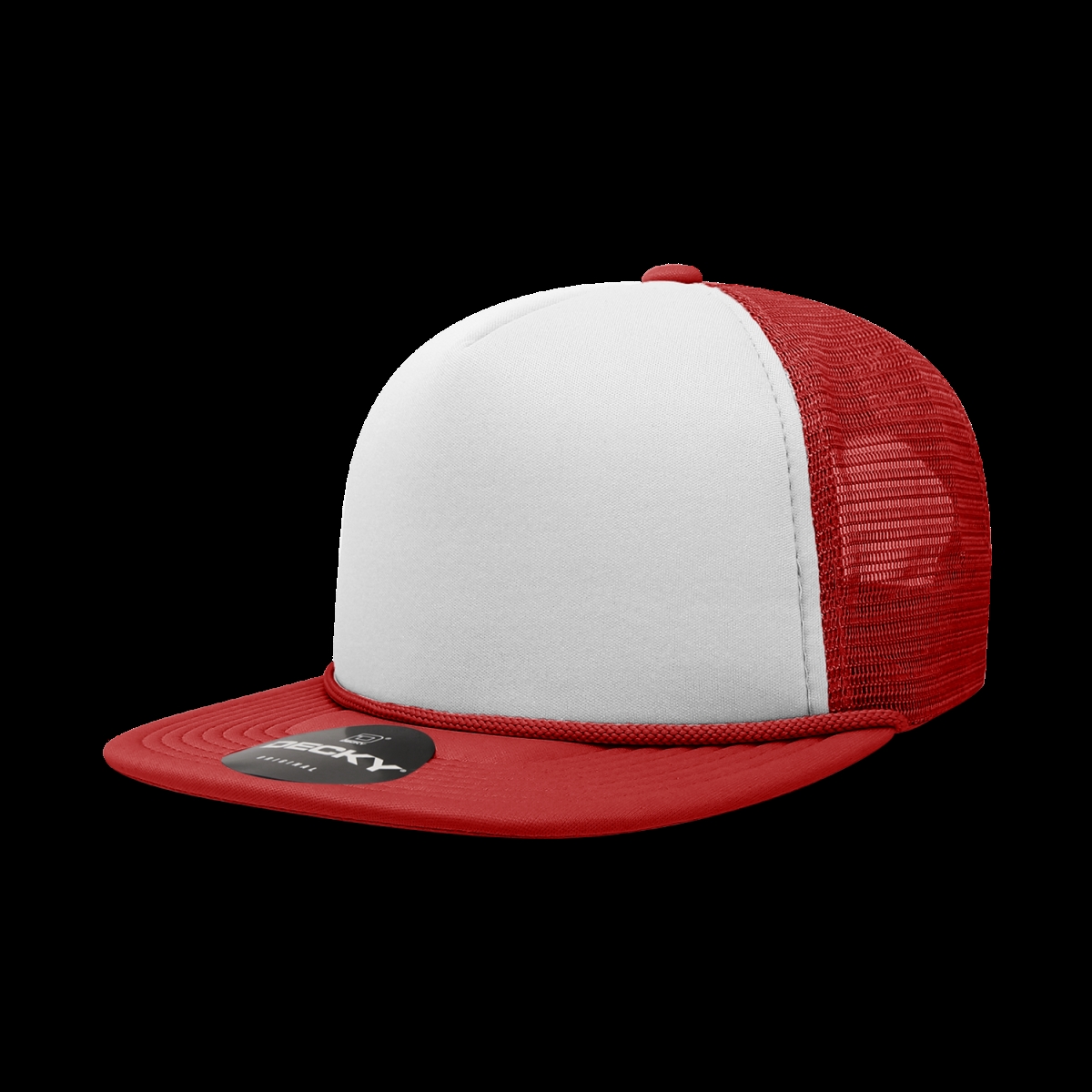 6026-5REDWHTRED 5 Panel High Profile Structured Foam Trucker Cap, Red & White - One Size Fits Most