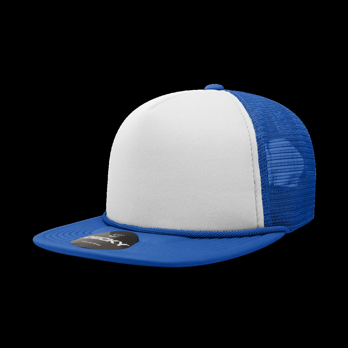 6026-5RYLWHTRYL 5 Panel High Profile Structured Foam Trucker Cap, Royal & White - One Size Fits Most
