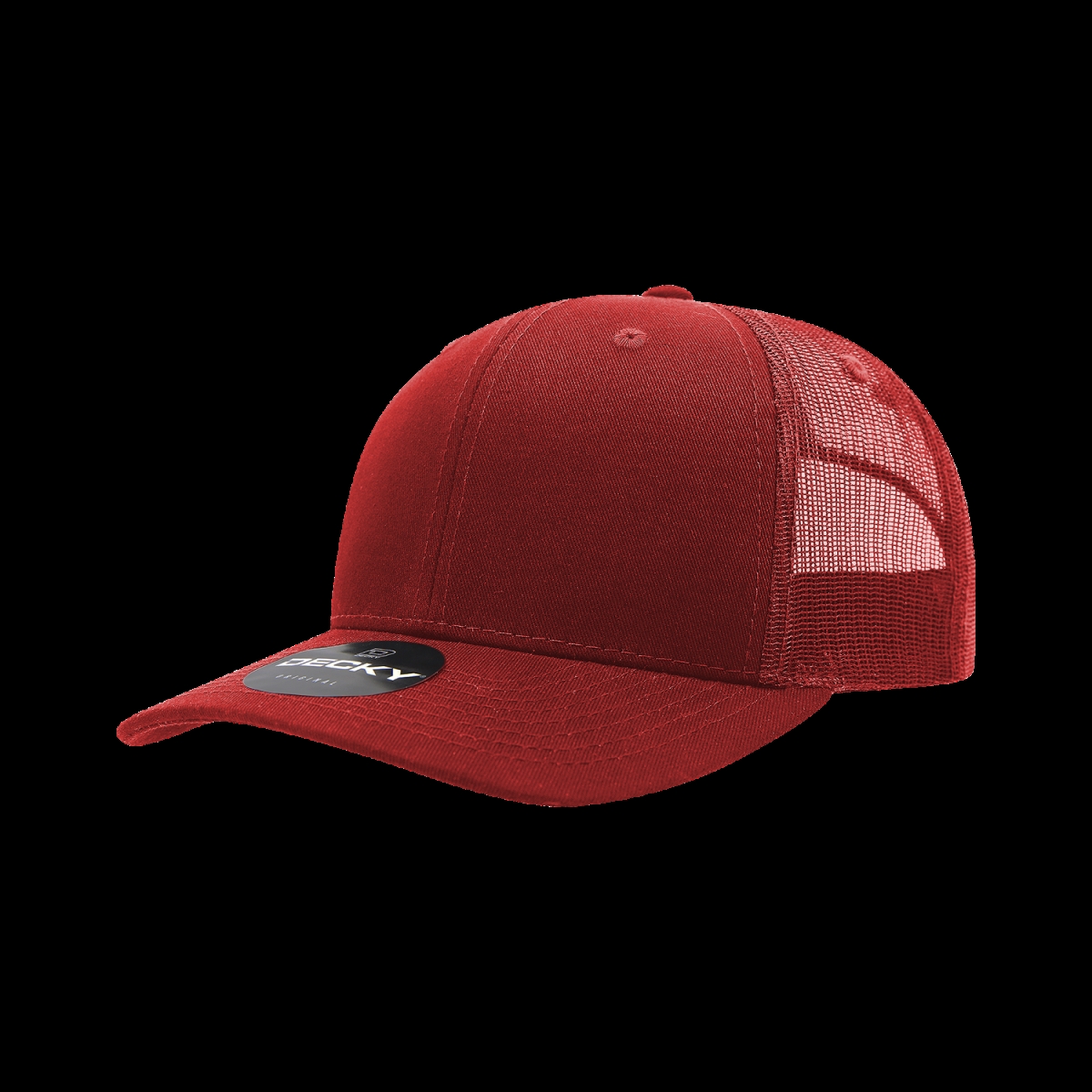 6021-1CAR 6 Panel Mid Profile Structured Cotton Blend Trucker Cap, Cardinal - One Size Fits Most