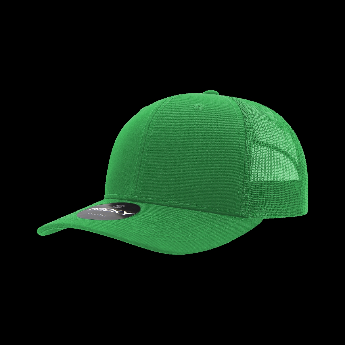 6021-1KEL 6 Panel Mid Profile Structured Cotton Blend Trucker Cap, Kelly - One Size Fits Most