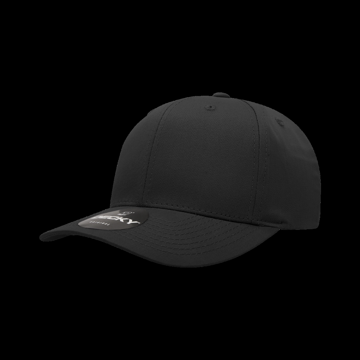 6022-1BLK 6 Panel Mid Profile Structured Cotton Blend Cap, Black - One Size Fits Most