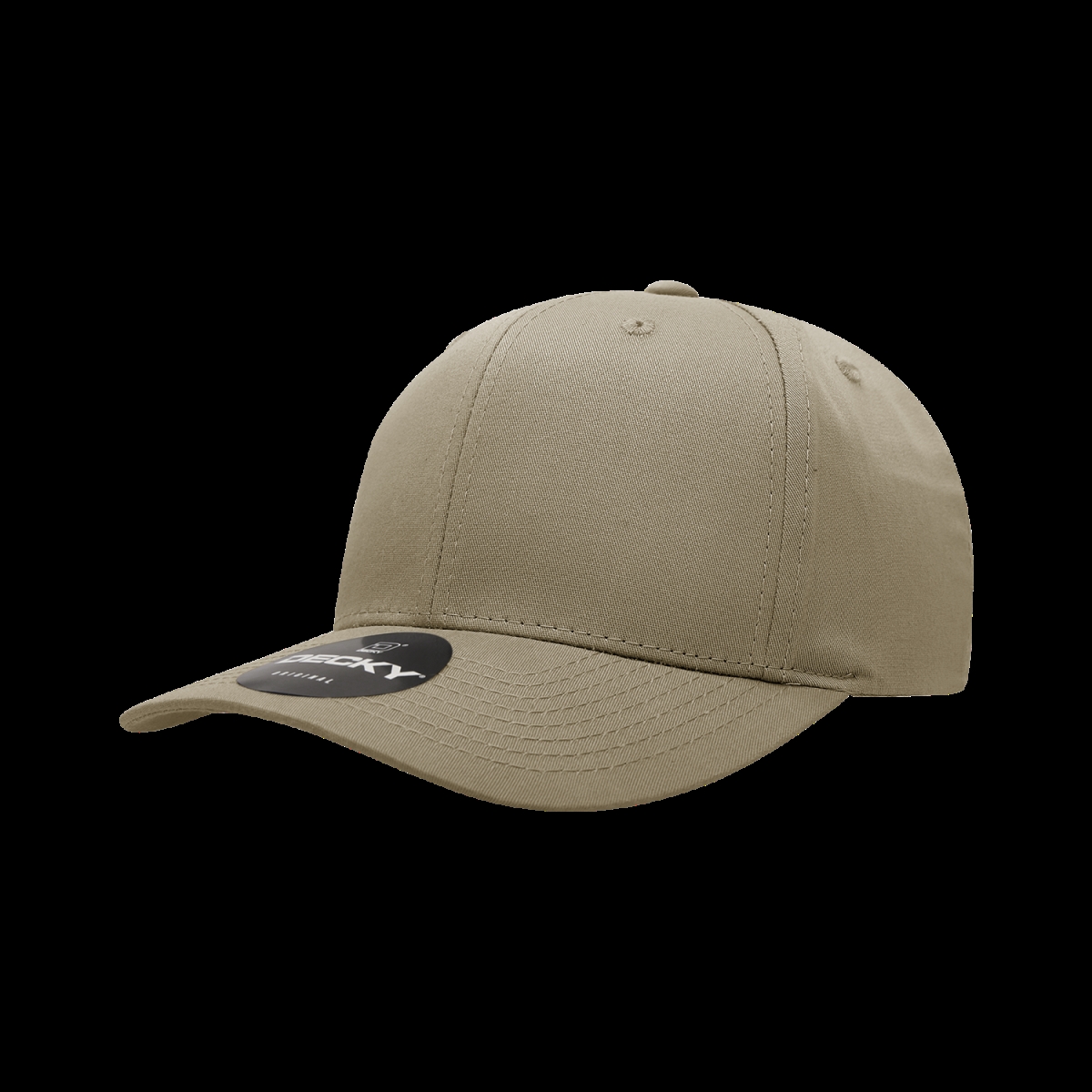 6022-1KHA 6 Panel Mid Profile Structured Cotton Blend Cap, Khaki - One Size Fits Most