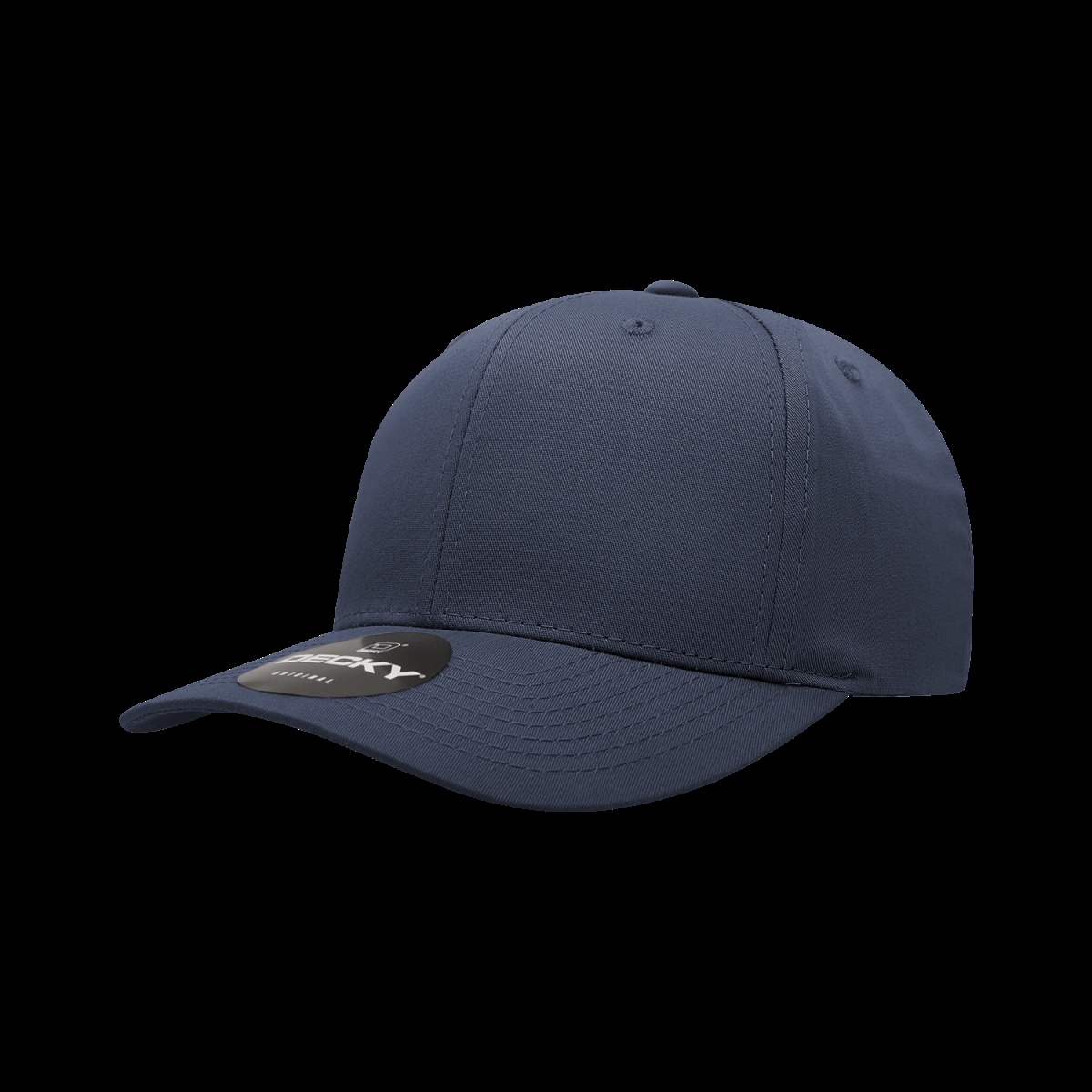 6022-1NVY 6 Panel Mid Profile Structured Cotton Blend Cap, Navy - One Size Fits Most