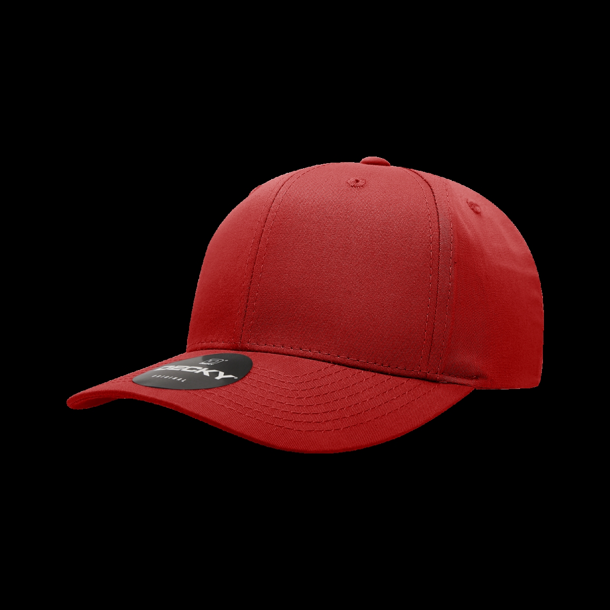 6022-1RED 6 Panel Mid Profile Structured Cotton Blend Cap, Red - One Size Fits Most