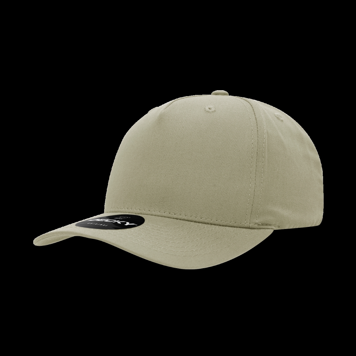 6024-1KHA 5 Panel Mid Profile Structured Cotton Blend Cap, Khaki - One Size Fits Most