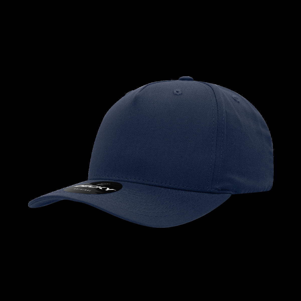6024-1NVY 5 Panel Mid Profile Structured Cotton Blend Cap, Navy - One Size Fits Most