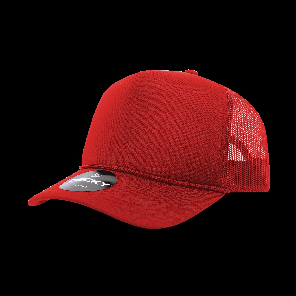 6025-1RED 5 Panel Mid Profile Structured Foam Trucker Hats, Red - One Size Fits Most