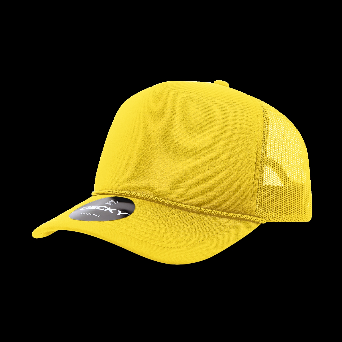 6025-1YEL 5 Panel Mid Profile Structured Foam Trucker Hats, Yellow - One Size Fits Most