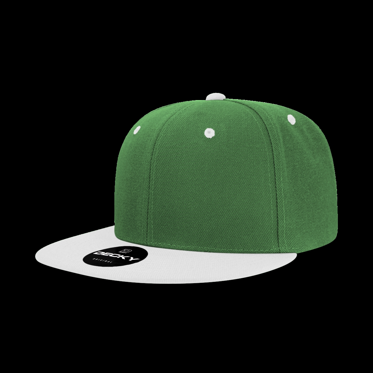 6020-2KELWHT 6 Panel High Profile Structured Acrylic & Polyester Snapback Cap, Kelly & White - One Size Fits Most