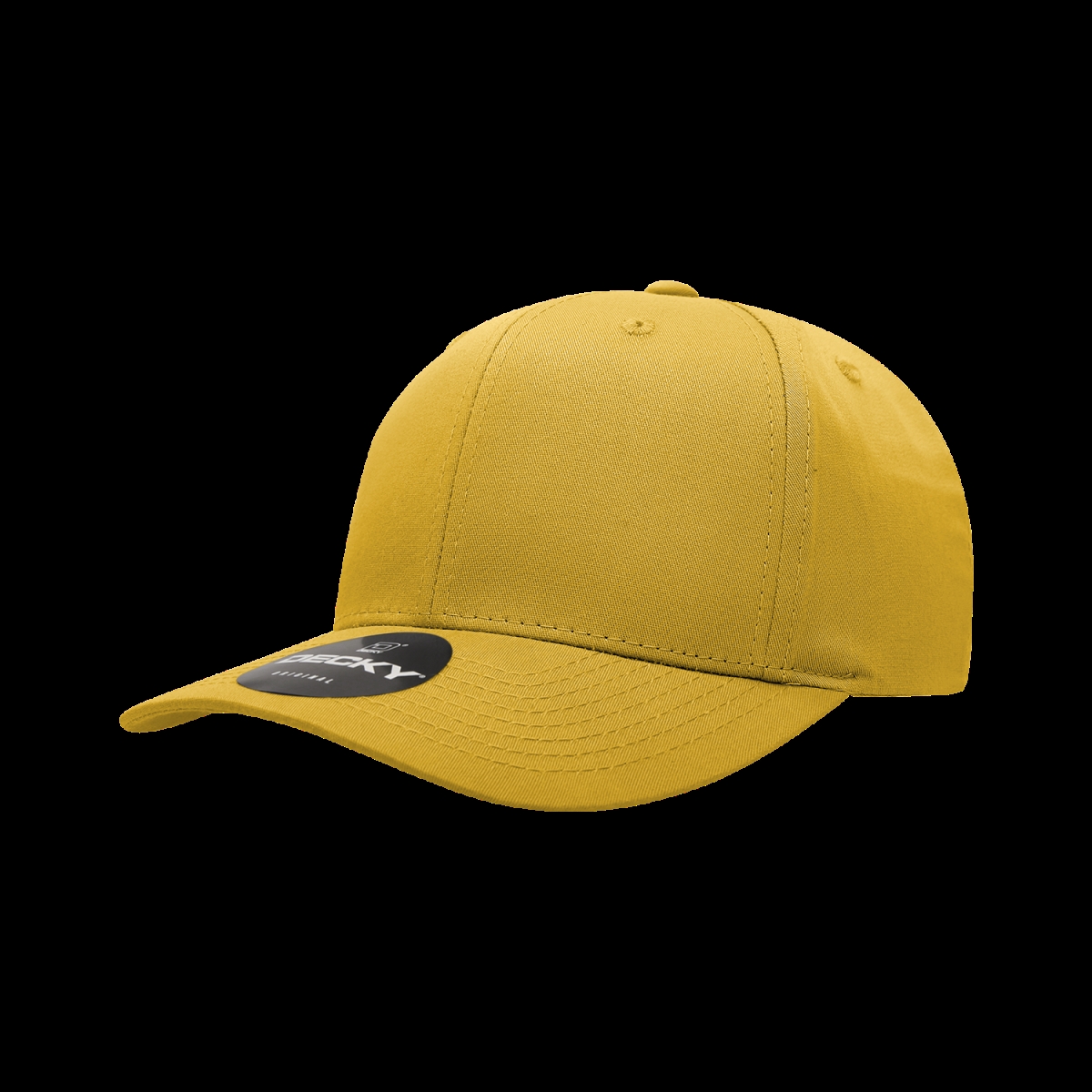 6022-1GLD 6 Panel Mid Profile Structured Cotton Blend Cap, Gold - One Size Fits Most