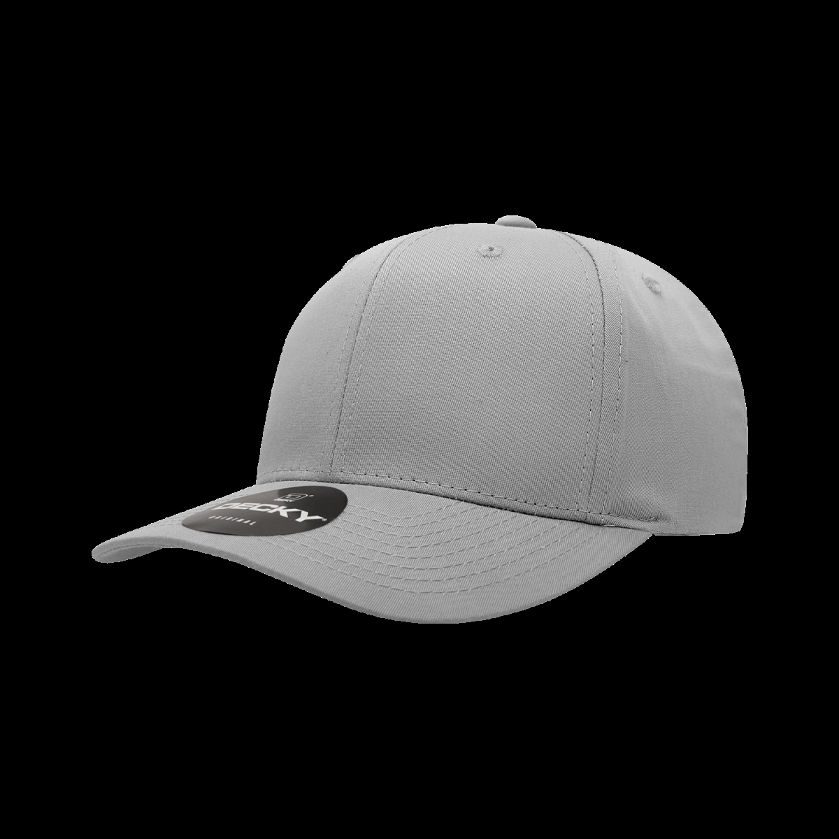 6022-1GRY 6 Panel Mid Profile Structured Cotton Blend Cap, Grey - One Size Fits Most