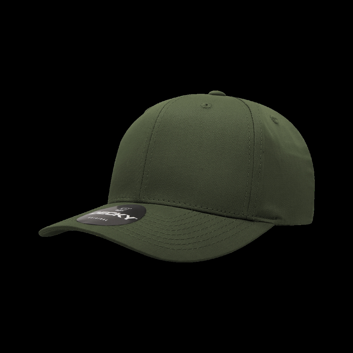6022-1OLV 6 Panel Mid Profile Structured Cotton Blend Cap, Olive - One Size Fits Most