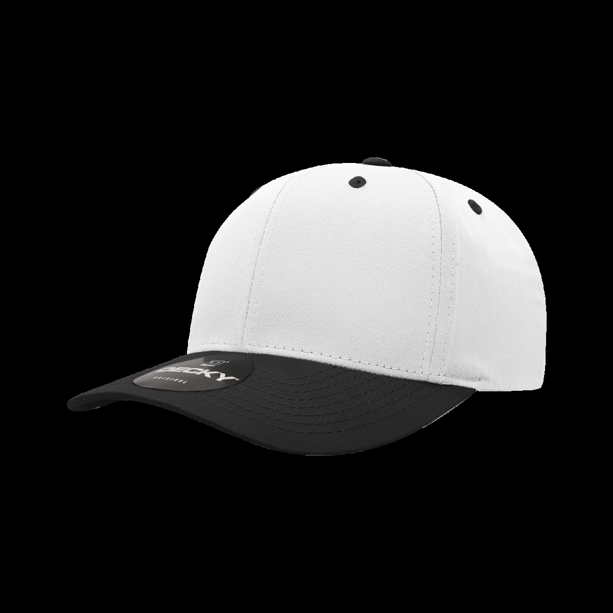 6022-2WHTBLK 6 Panel Mid Profile Structured Cotton Blend Cap, White & Black - One Size Fits Most