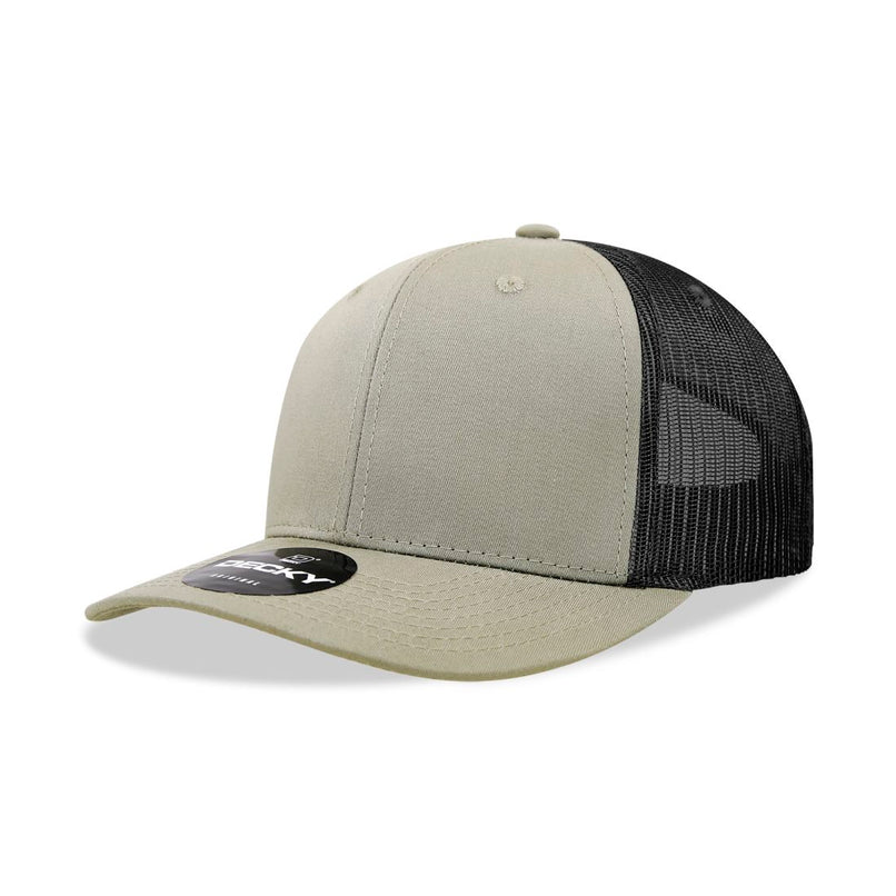 6021-4LODBLK 6 Panel Mid Profile Structured Cotton Blend Trucker Cap, Lod & Black - One Size Fits Most