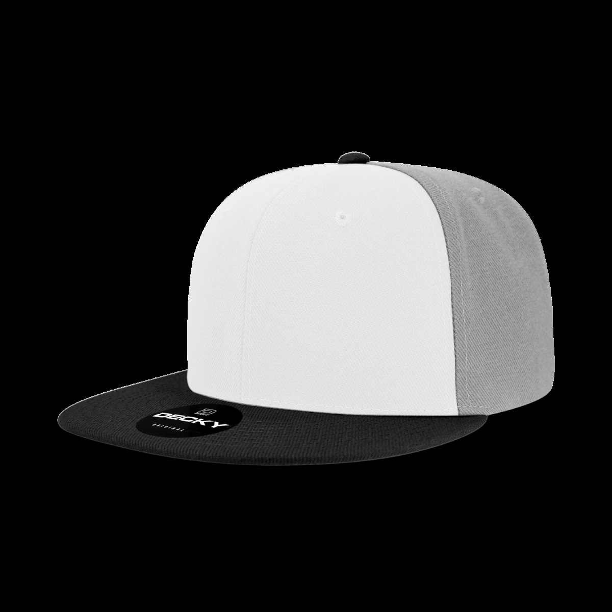 6020-3BLKWHTGRY 6 Panel High Profile Structured Acrylic & Polyester Snapback Cap, Black & White - Grey - One Size Fits Most