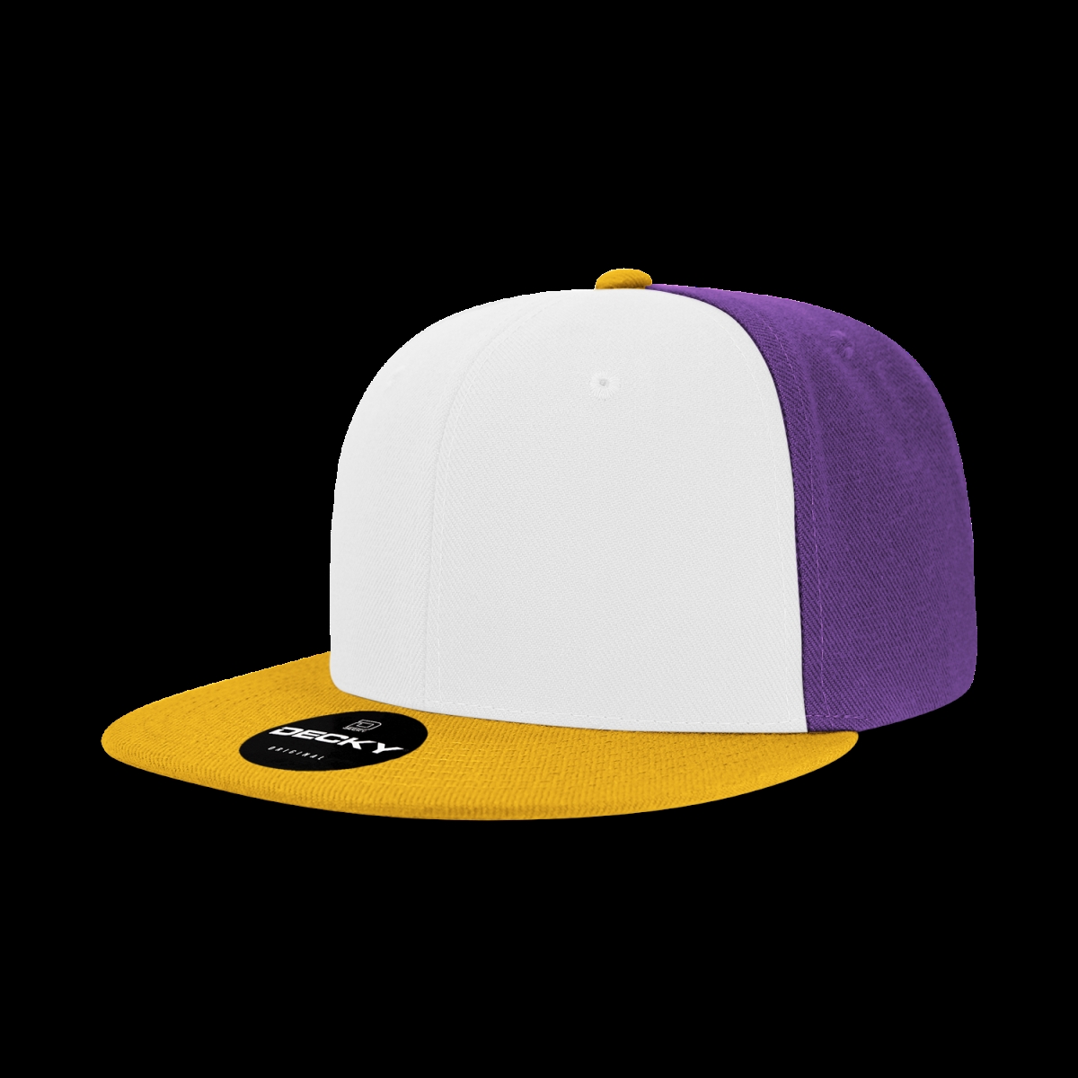 6020-3GLDWHTPUR 6 Panel High Profile Structured Acrylic & Polyester Snapback Cap, Gold & White - Purple - One Size Fits Most