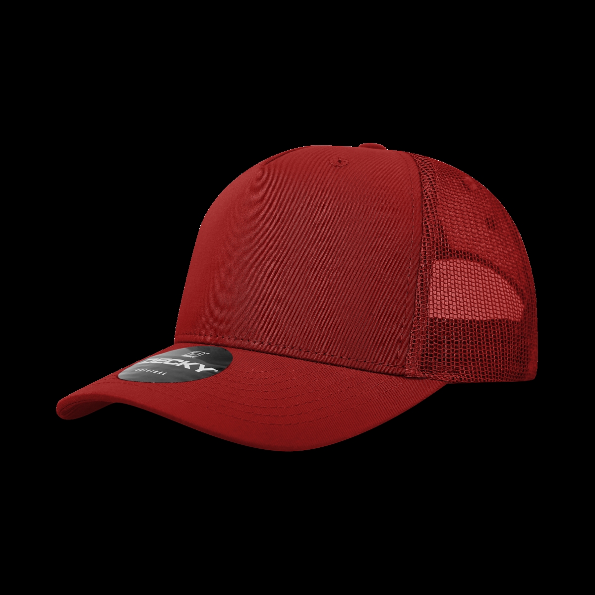 6030-1CAR 5 Panel Mid Profile Structured Cotton Blend Trucker Hats, Cardinal - One Size Fits Most