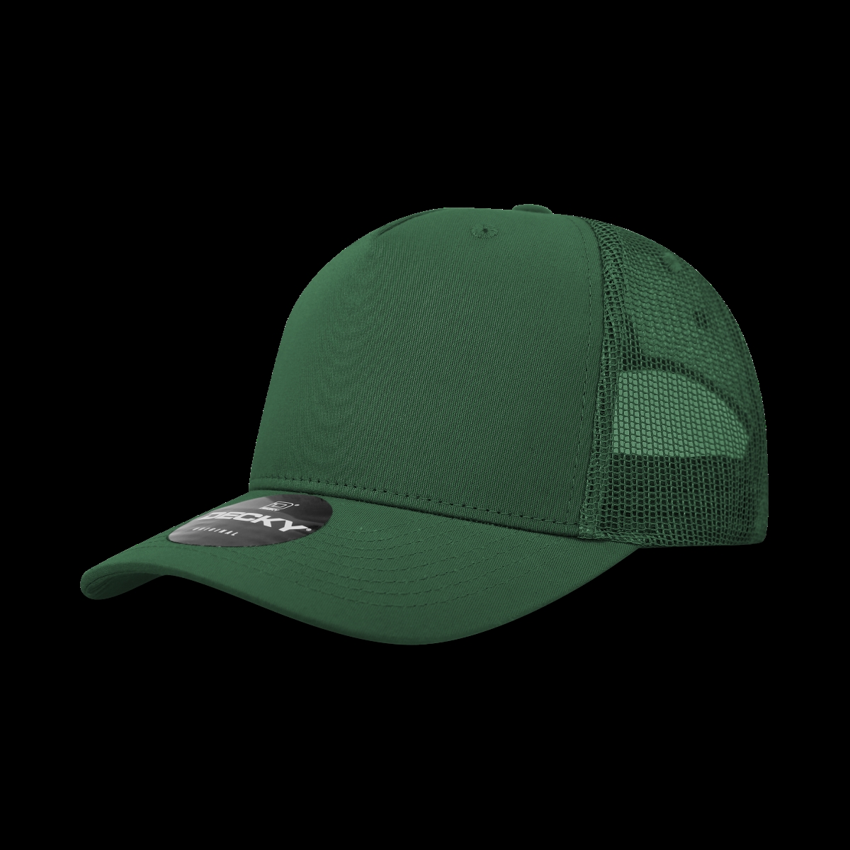 6030-1FOR 5 Panel Mid Profile Structured Cotton Blend Trucker Hats, Forest - One Size Fits Most
