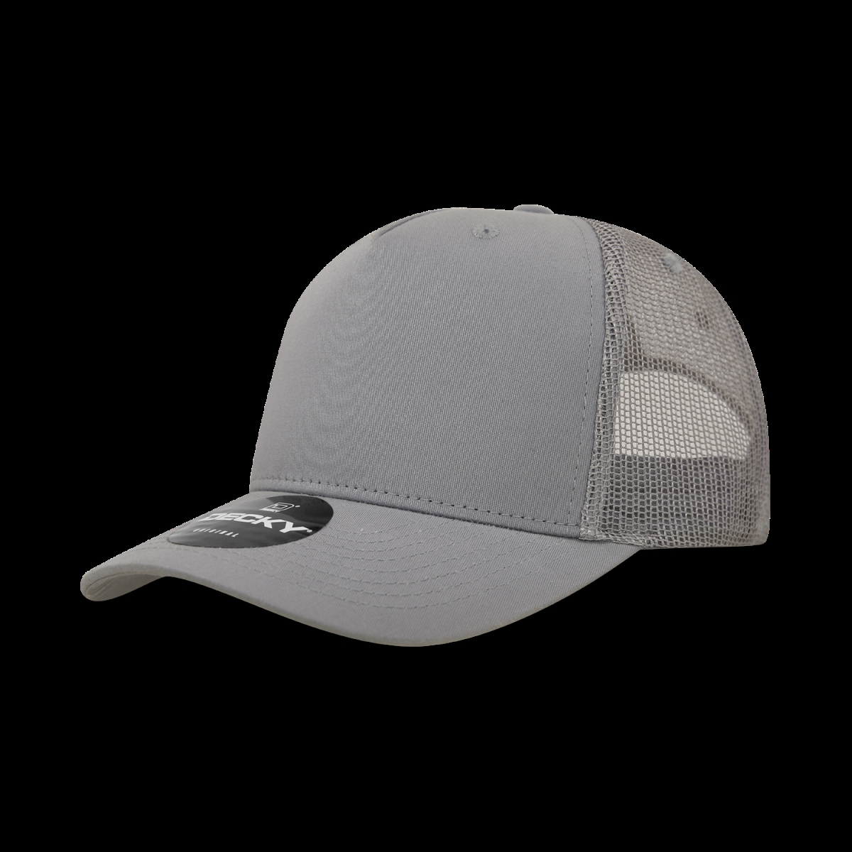 6030-1GRY 5 Panel Mid Profile Structured Cotton Blend Trucker Hats, Grey - One Size Fits Most