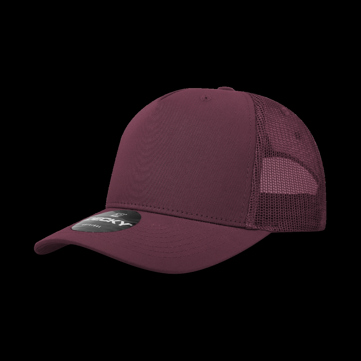 6030-1MAR 5 Panel Mid Profile Structured Cotton Blend Trucker Hats, Maroon - One Size Fits Most