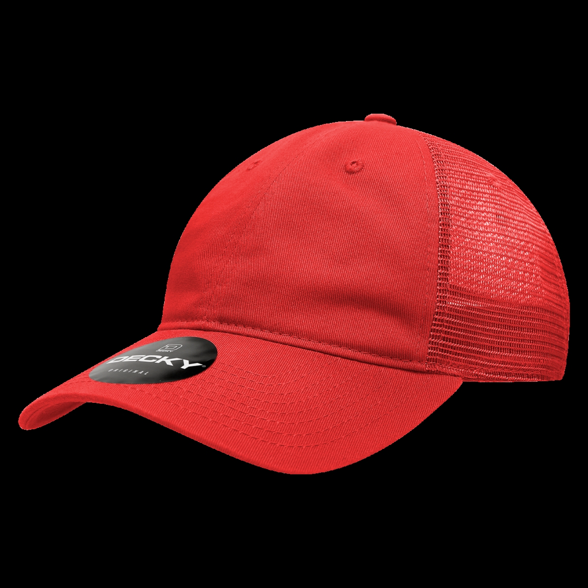 5122-RED Women 6 Panel Low Profile Relaxed Cotton Trucker Cap, Red - One Size Fits Most