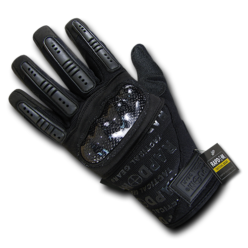 Carbon Fiber Combat Gloves, Black - Medium