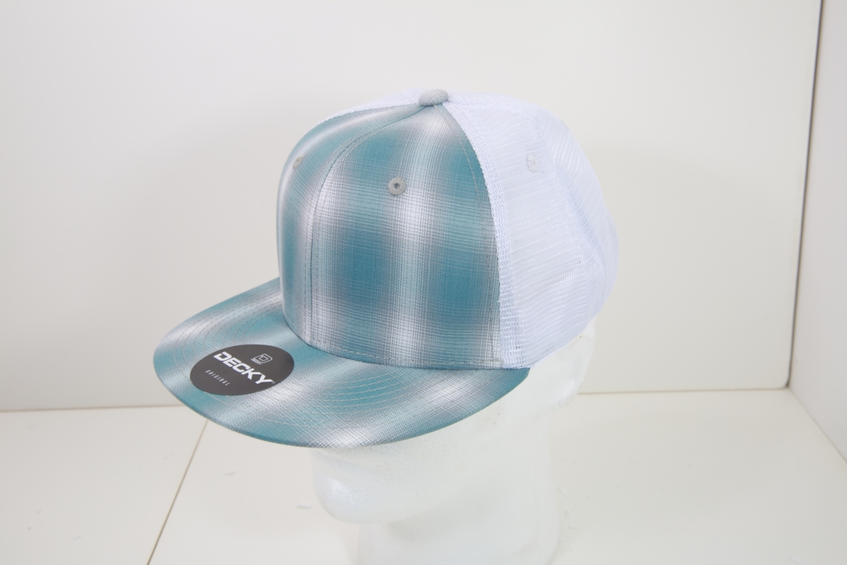 6015-162 6 Panel High Profile Structured Plaid Trucker Hats, 162-White - One Size Fits Most