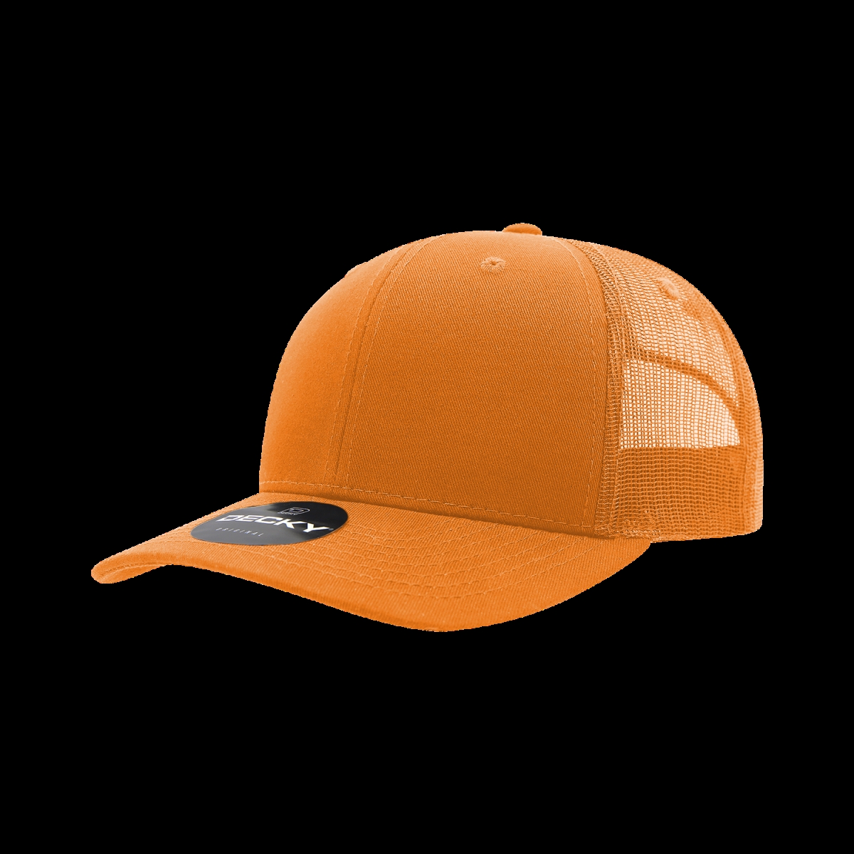 6021-1ORN 6 Panel Mid Profile Structured Cotton Blend Trucker Cap, Orange - One Size Fits Most