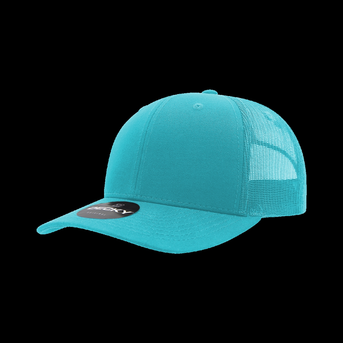 6021-1TEAL 6 Panel Mid Profile Structured Cotton Blend Trucker Cap, TEAL - One Size Fits Most