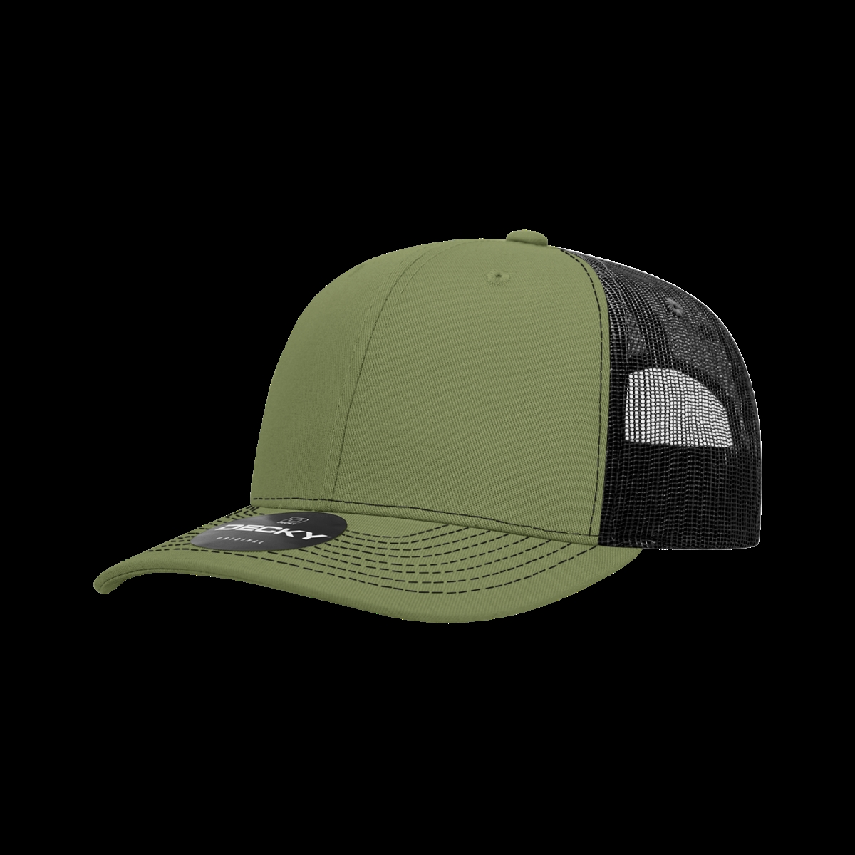 6031-4LODBLK 6 Panel Mid Profile Structured Contra-Stitch Trucker Cap, Lod & Black - One Size Fits Most