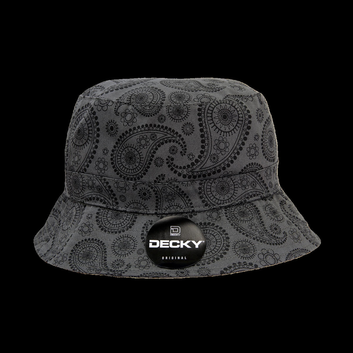 459-PL-DGY-06 Relaxed Paisley Buckets Hats, Dark Grey - Small & Medium