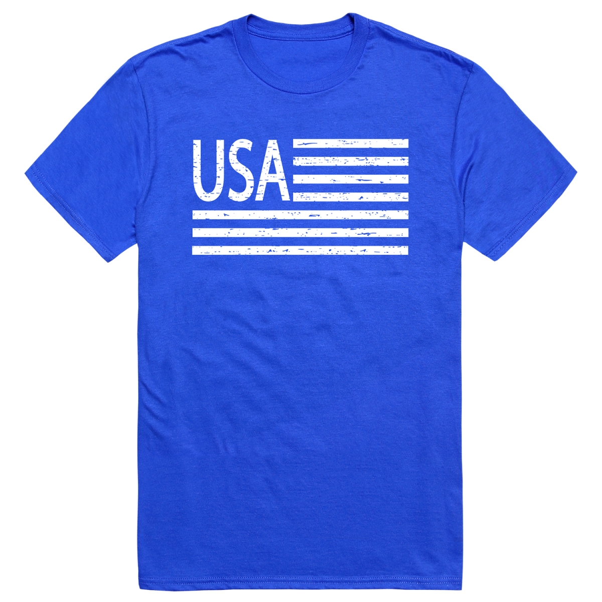 AM1-209-RYL-03 America Flag USA Short Sleeve T-Shirt, Royal Blue - Large