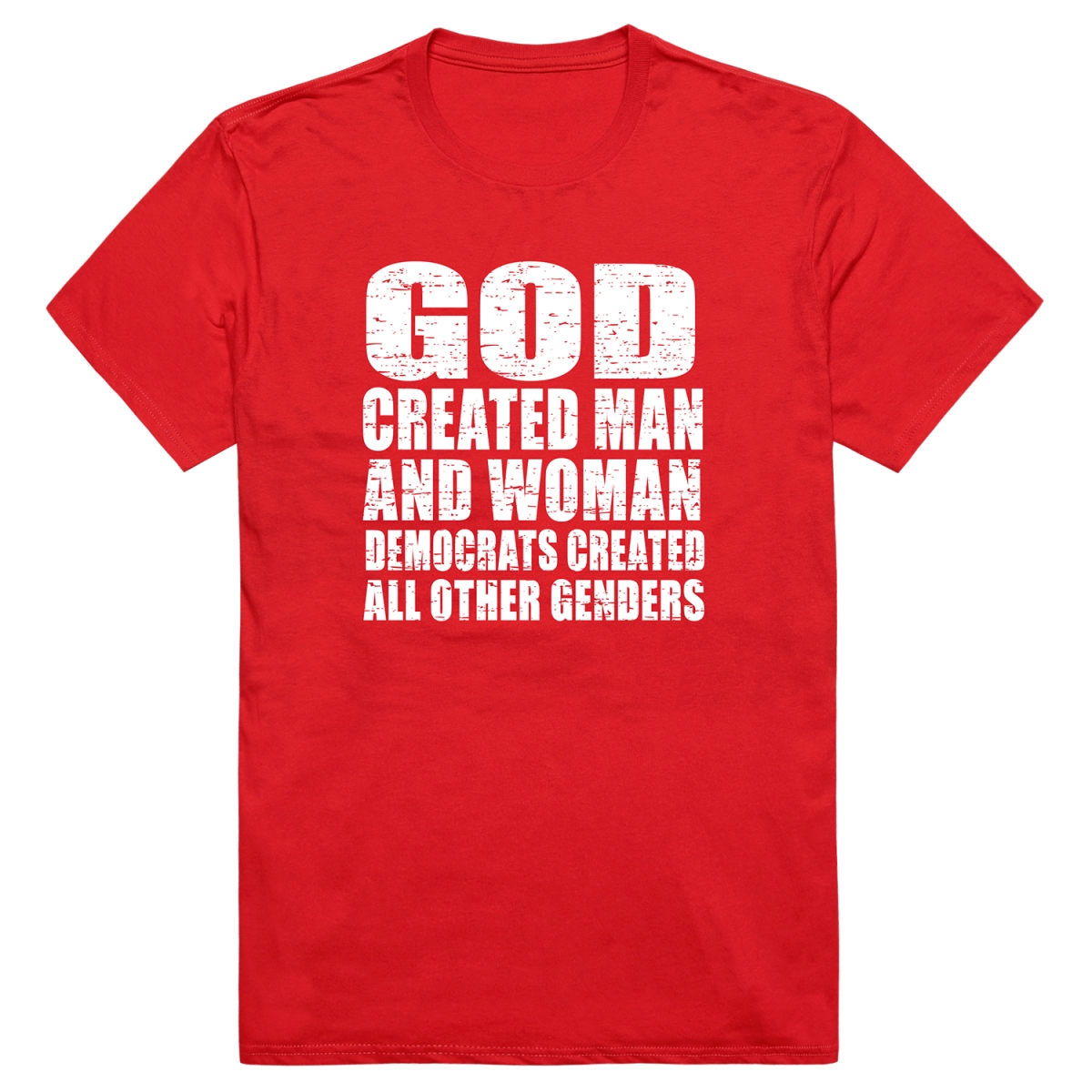 AM1-205-RED-02 America God Created Short Sleeve T-Shirt, Red - Medium