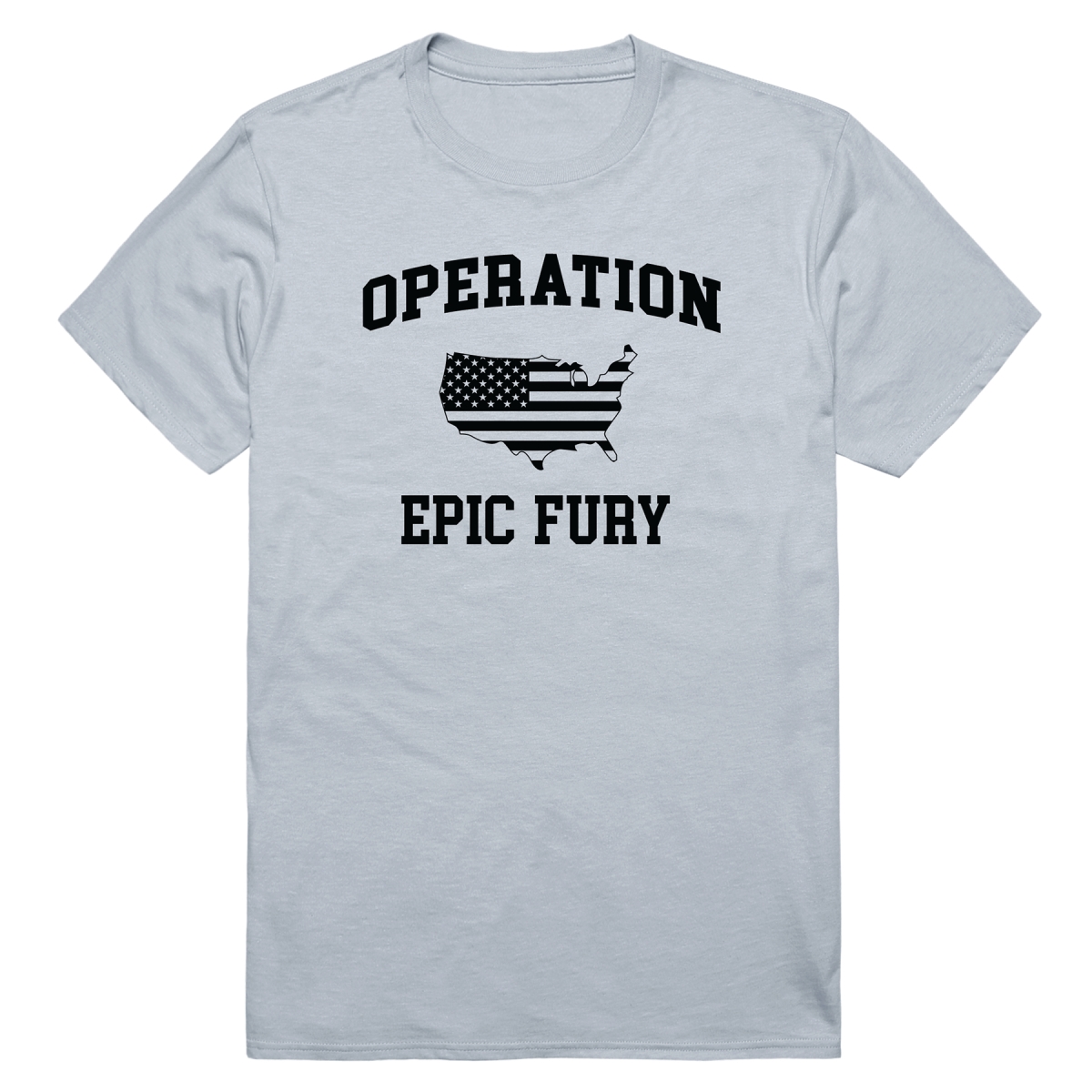 AM0-262-SIL-04 Operation War Epic Fury Map Short Sleeve T-Shirt, Silver - Extra Large