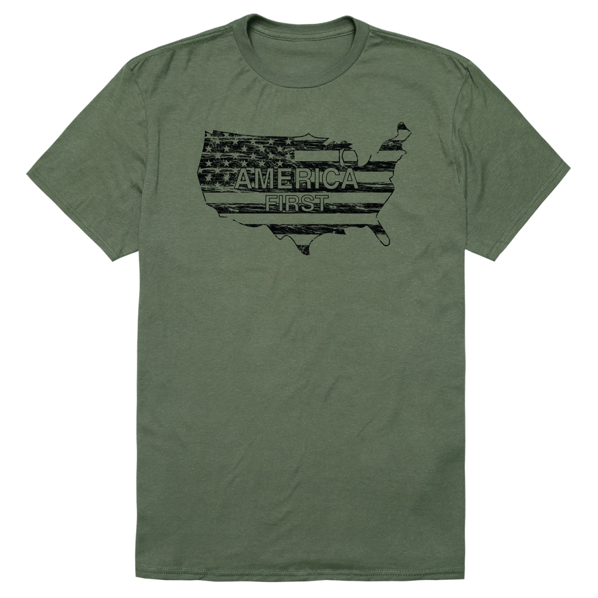 AM1-201-OLV-02 America First Short Sleeve T-Shirt, Olive - Medium