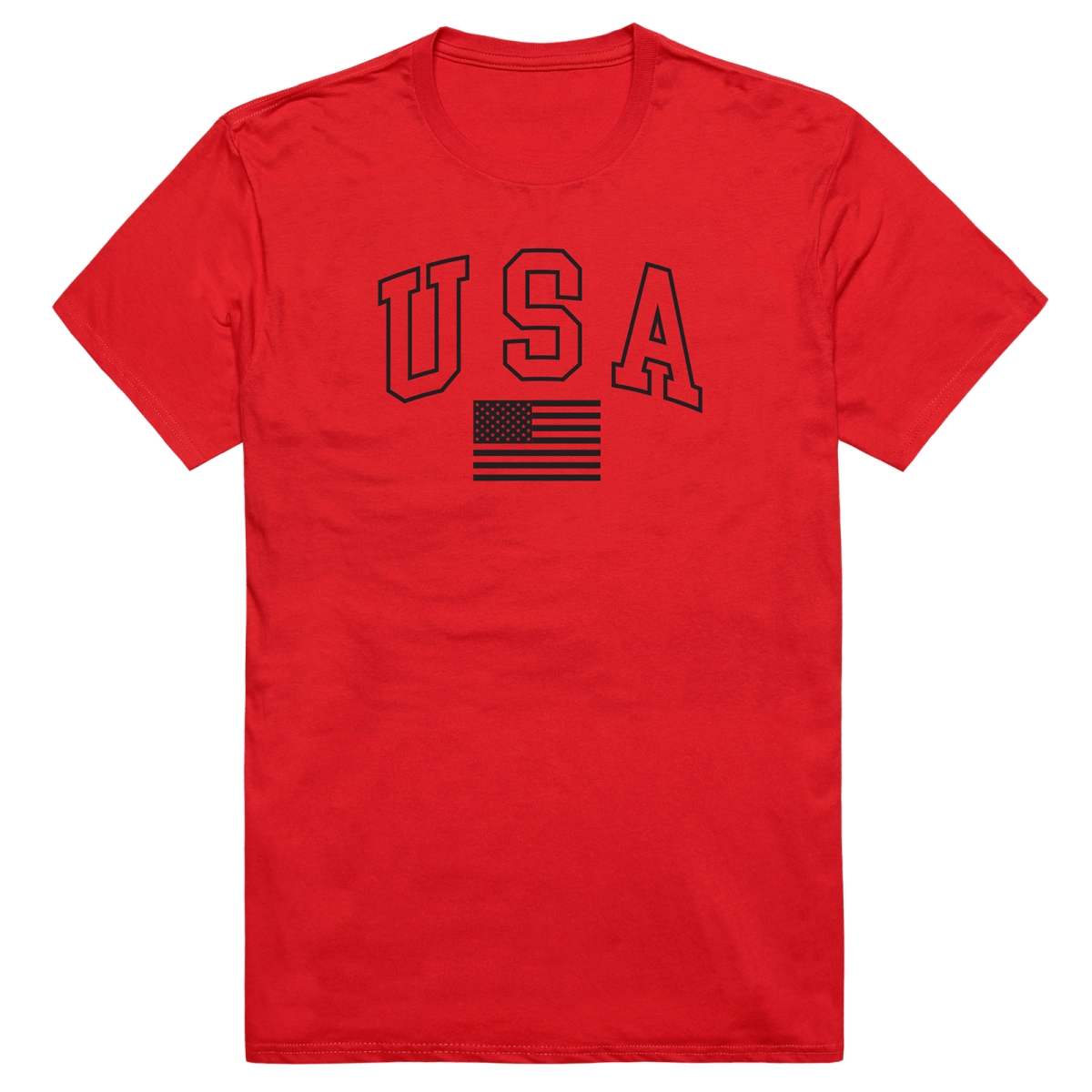 AM3-218-RED-03 America Basic USA with Flag Short Sleeve T-Shirt, Red - Large