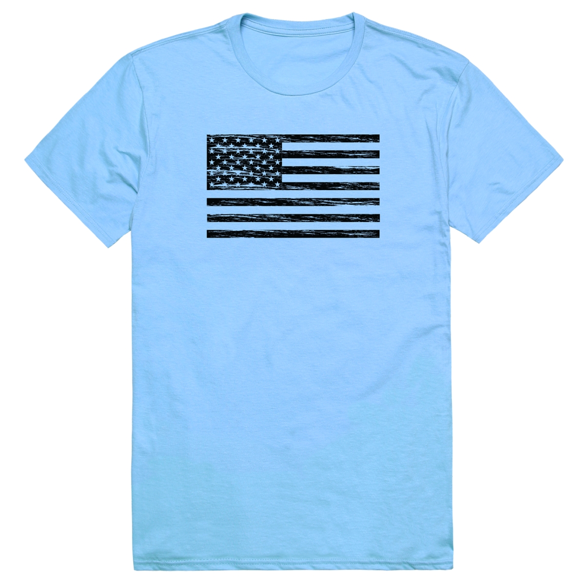 AM3-225-SKY-01 America Basic Flag Horizontal Short Sleeve T-Shirt, Sky Blue - Small